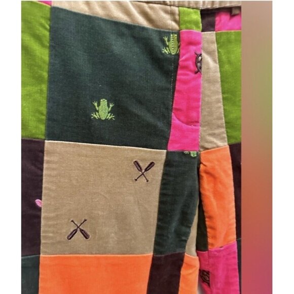 Lilly Pulitzer Patchwork Corduroy Pants Vintage White Label NEW Sz 0 Brown Green - Picture 9 of 14